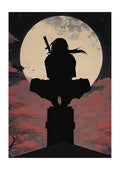 Itachi Uchiha Moonlight Poster | Silhouette Anime Wall Art for Naruto Fans | Japanese Samurai Ninja Aesthetic Decor for Bedroom, Office, or Living Room | Unframed