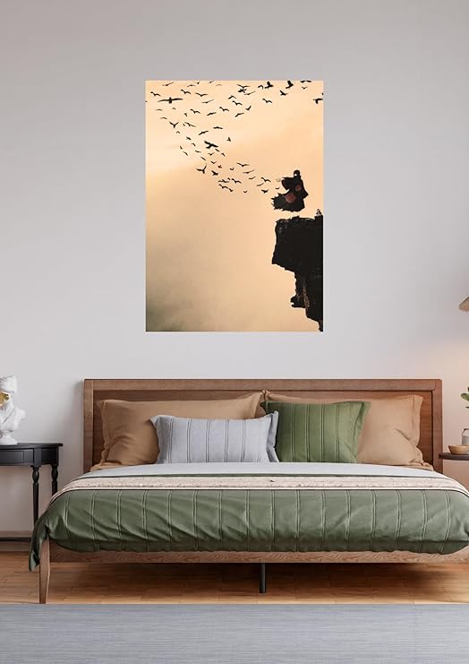Itachi Uchiha Wall Poster | Crow Aesthetic Anime Art Print for Naruto Fans | Akatsuki Cliff Scene