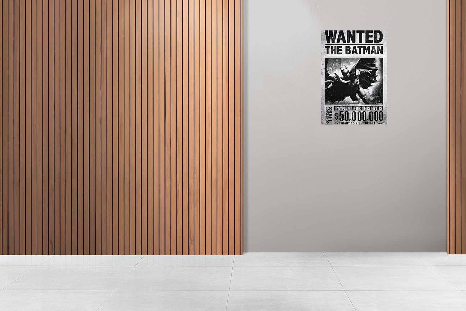Batman Wanted Poster | Dark Knight Bounty Design Wall Art | Superhero Graphic Print for Bedroom, Man Cave, Office or Gaming Room | Unframed Vintage-Style Decor