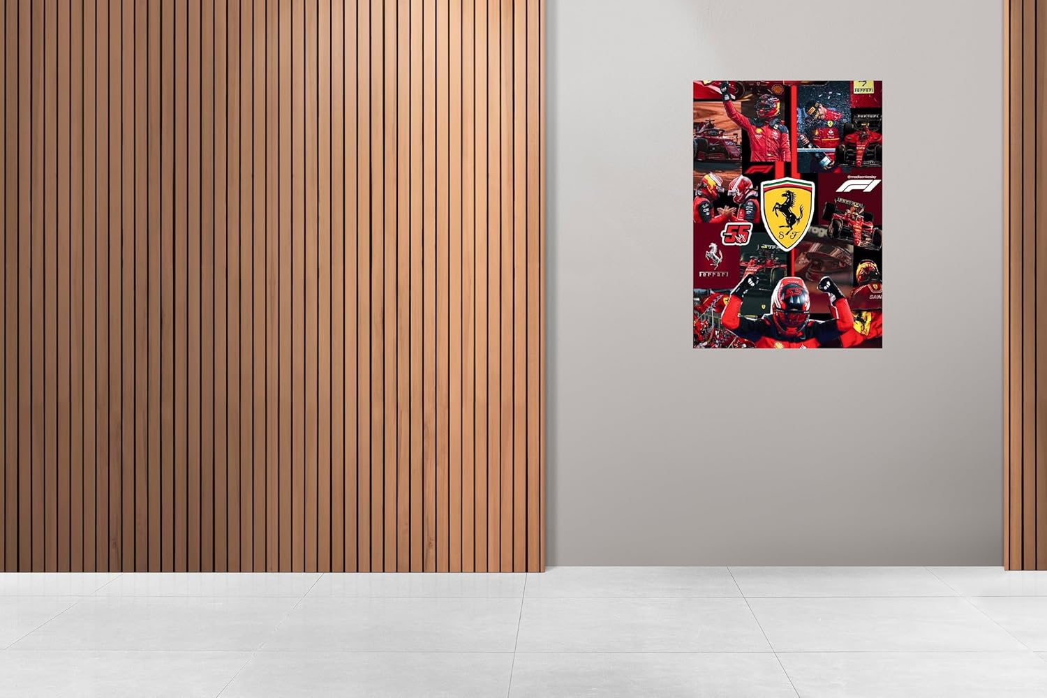 Carlos Sainz Ferrari F1 Collage Poster | Scuderia Ferrari Formula 1 Wall Art | Racing Driver Celebration Print | Motorsport Decor for Fans