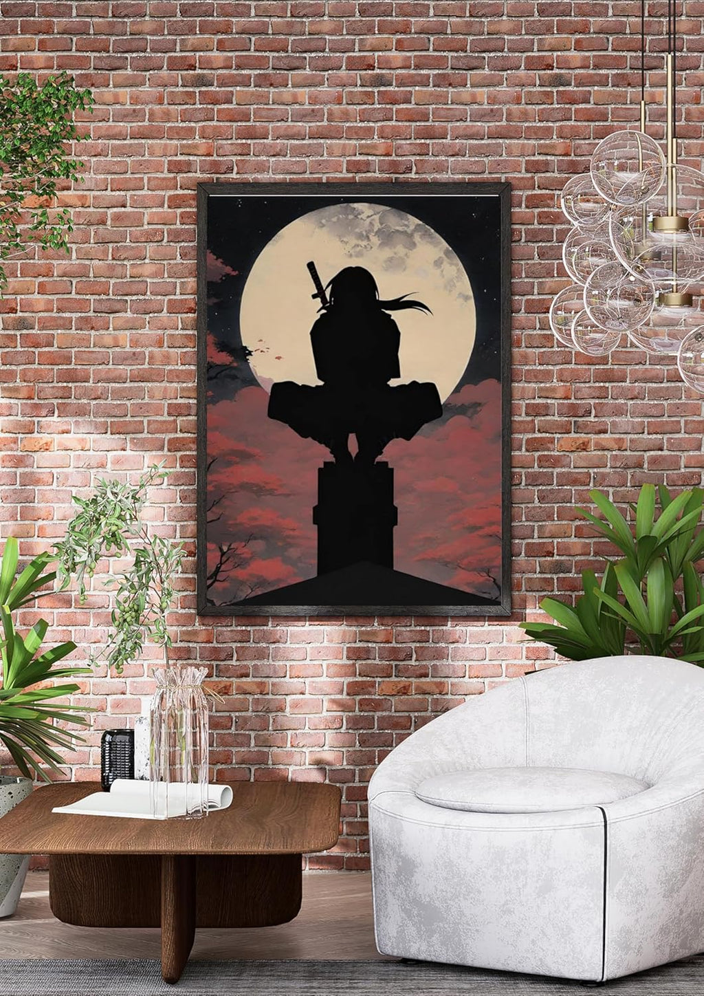 Itachi Uchiha Moonlight Poster | Silhouette Anime Wall Art for Naruto Fans | Japanese Samurai Ninja Aesthetic Decor for Bedroom, Office, or Living Room | Unframed