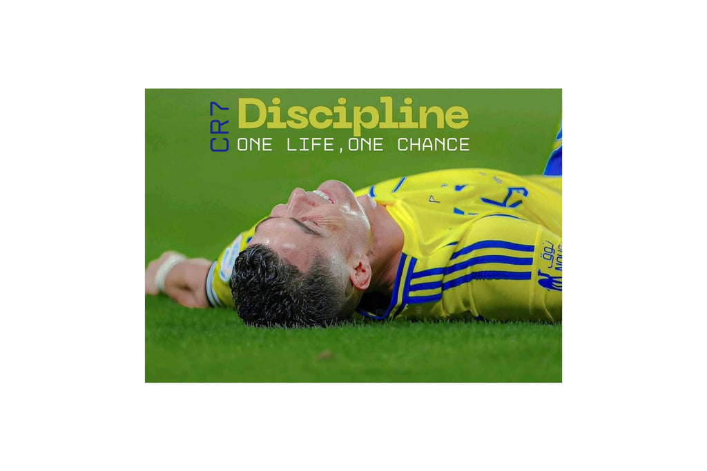 Post.ered | Cristiano Ronaldo 7 | Discipline – One Life, One Chance” Motivational Wall Poster | CR7 Inspired Inspirational Quote Print | A3 Unframed Art for Home, Office, Gym, and Sports Room | Success Mindset Wall Décor